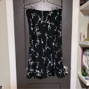 Black Floral Midi Skirt